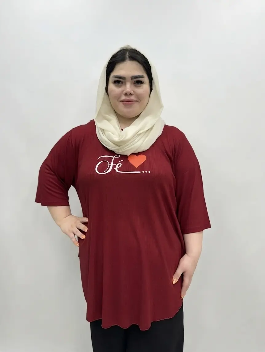 تونیک سایز بزرگ زنانه نخی طرح قلب (مدل زیگزال)